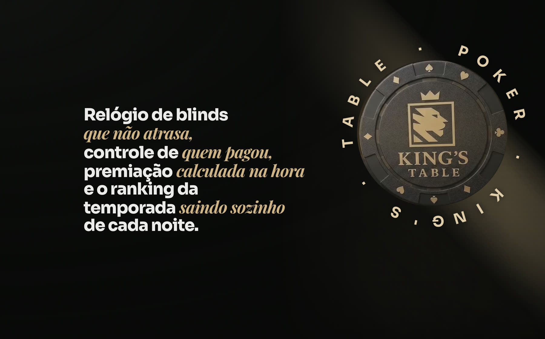 Manifesto do produto ao lado da ficha de poker em 3D