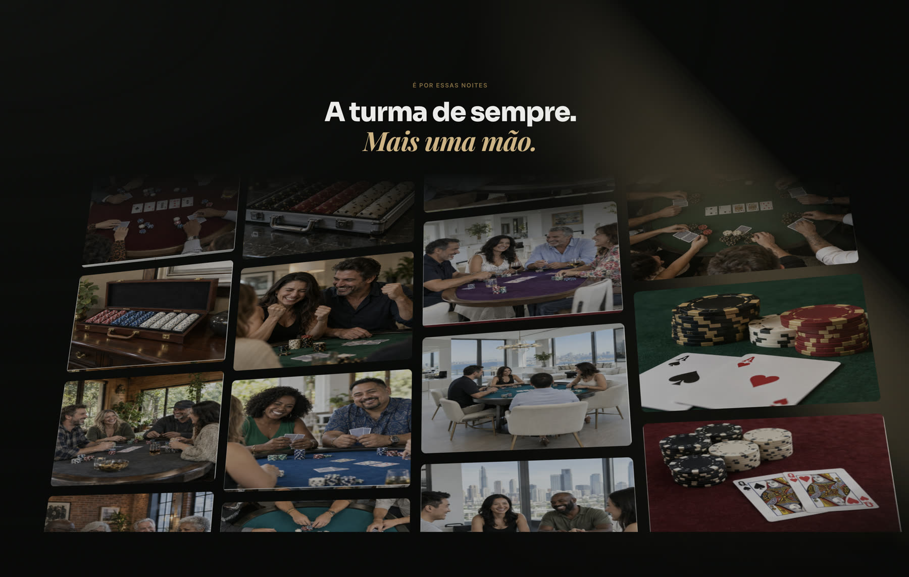 Mosaico de fotos de noites de poker entre amigos